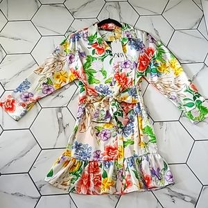 NWT zara belted mini floral dress